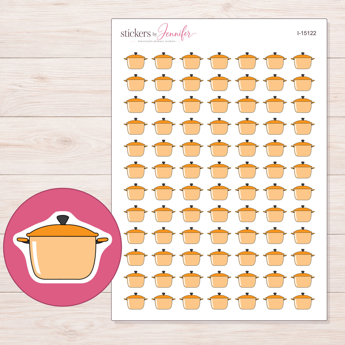 I-15122 planner sticker sheet with enlarged sticker detail