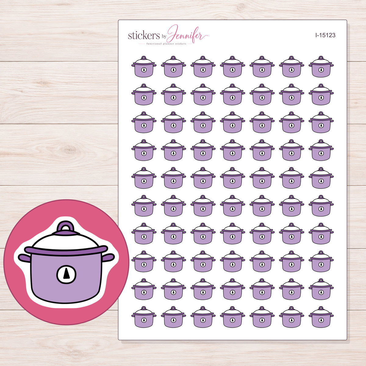I-15123 planner sticker sheet with enlarged sticker detail