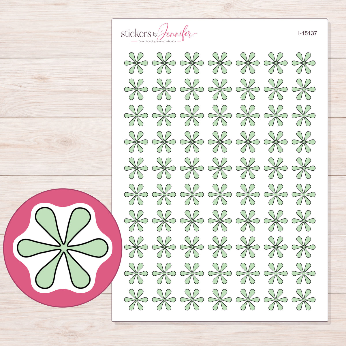 I-15137 planner sticker sheet with enlarged sticker detail