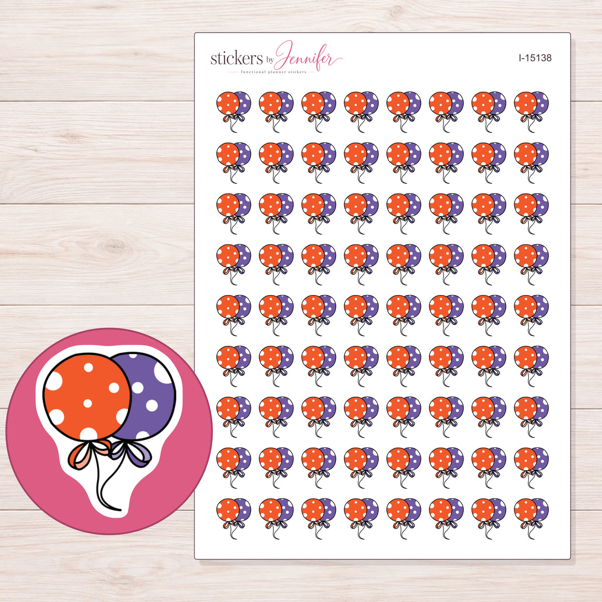 I-15138 planner sticker sheet with enlarged sticker detail