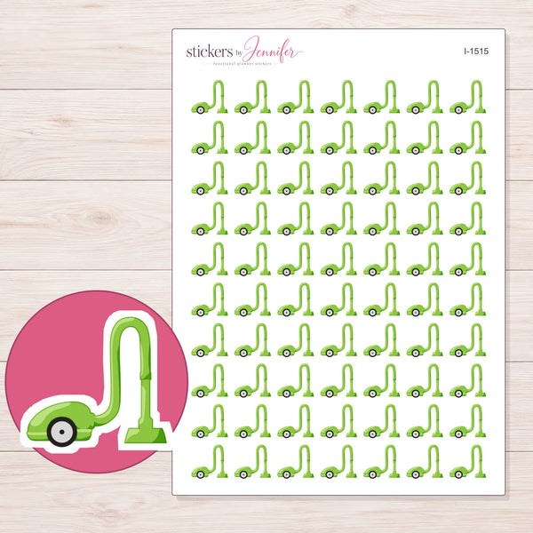 Apple Green Canister Vacuum Planner Stickers | I-1515 — enlarged contour-cut detail
