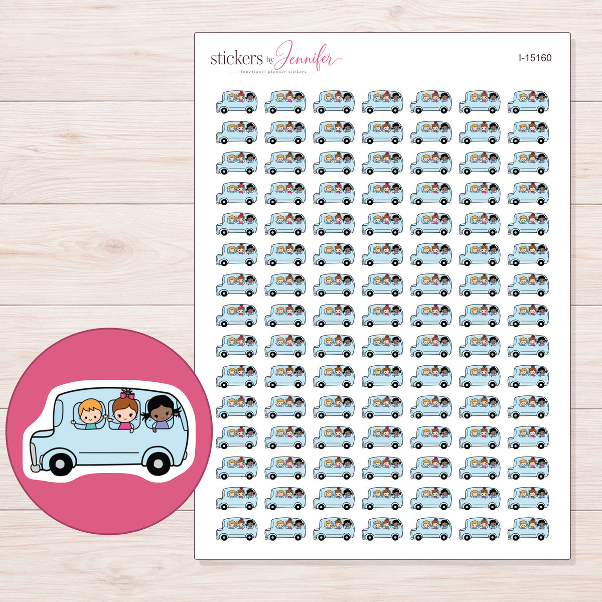 I-15160 planner sticker sheet with enlarged sticker detail
