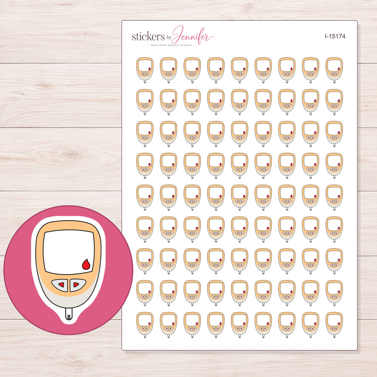 I-15174 planner sticker sheet with enlarged sticker detail