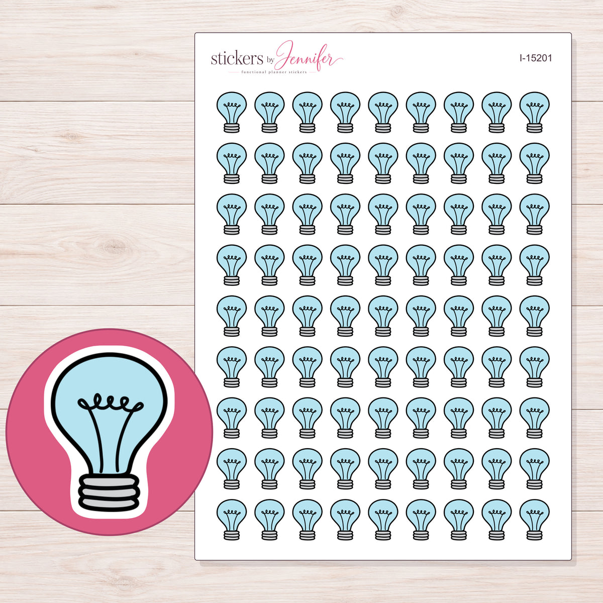 I-15201 planner sticker sheet with enlarged sticker detail