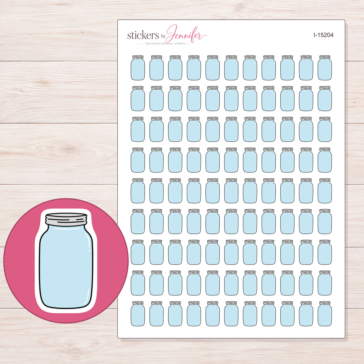 I-15204 planner sticker sheet with enlarged sticker detail