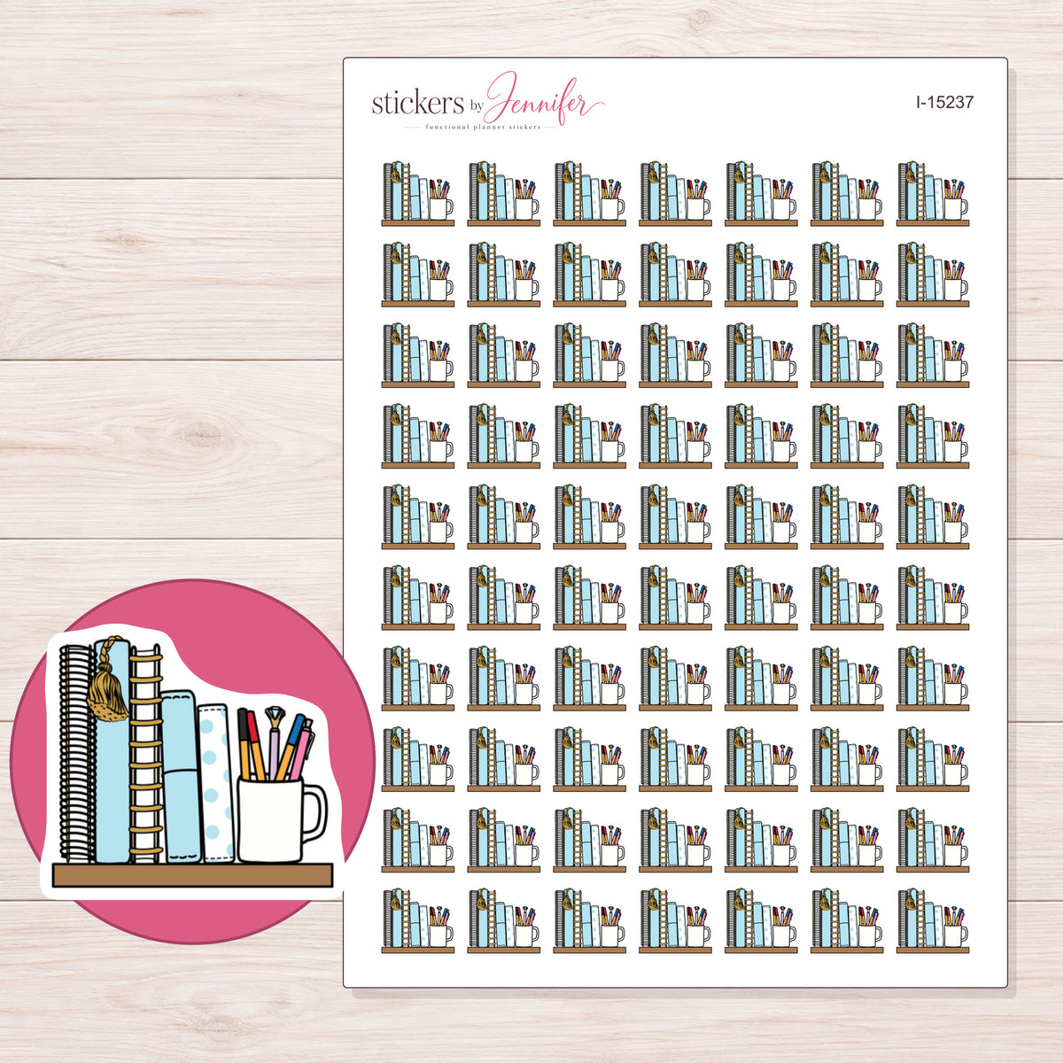 I-15237 planner sticker sheet with enlarged sticker detail