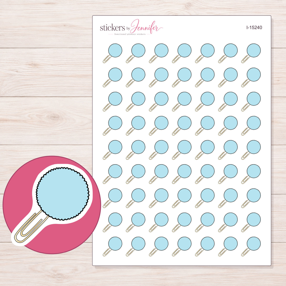 I-15240 planner sticker sheet with enlarged sticker detail
