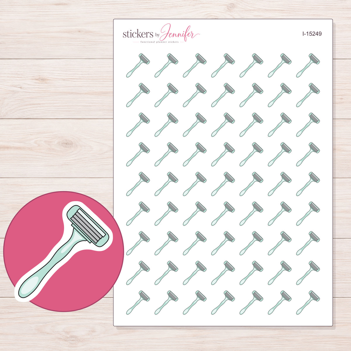 I-15249 planner sticker sheet with enlarged sticker detail