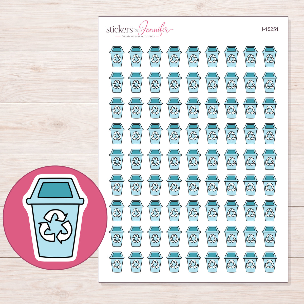 I-15251 planner sticker sheet with enlarged sticker detail