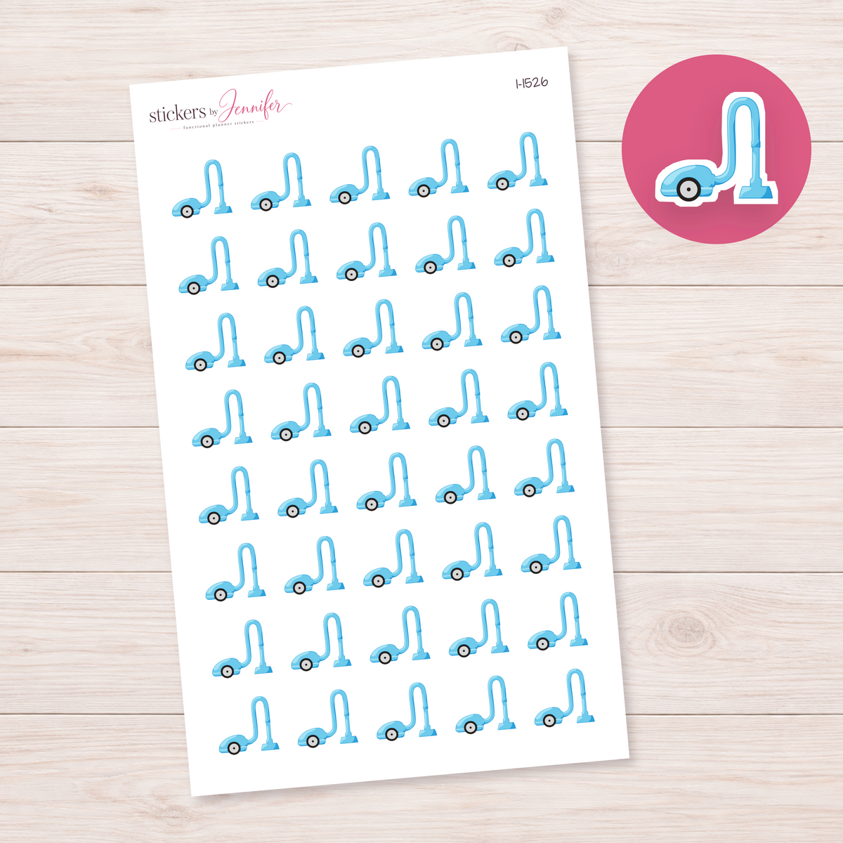 Sky Blue Vacuum Cleaner Planner Stickers | I-1526