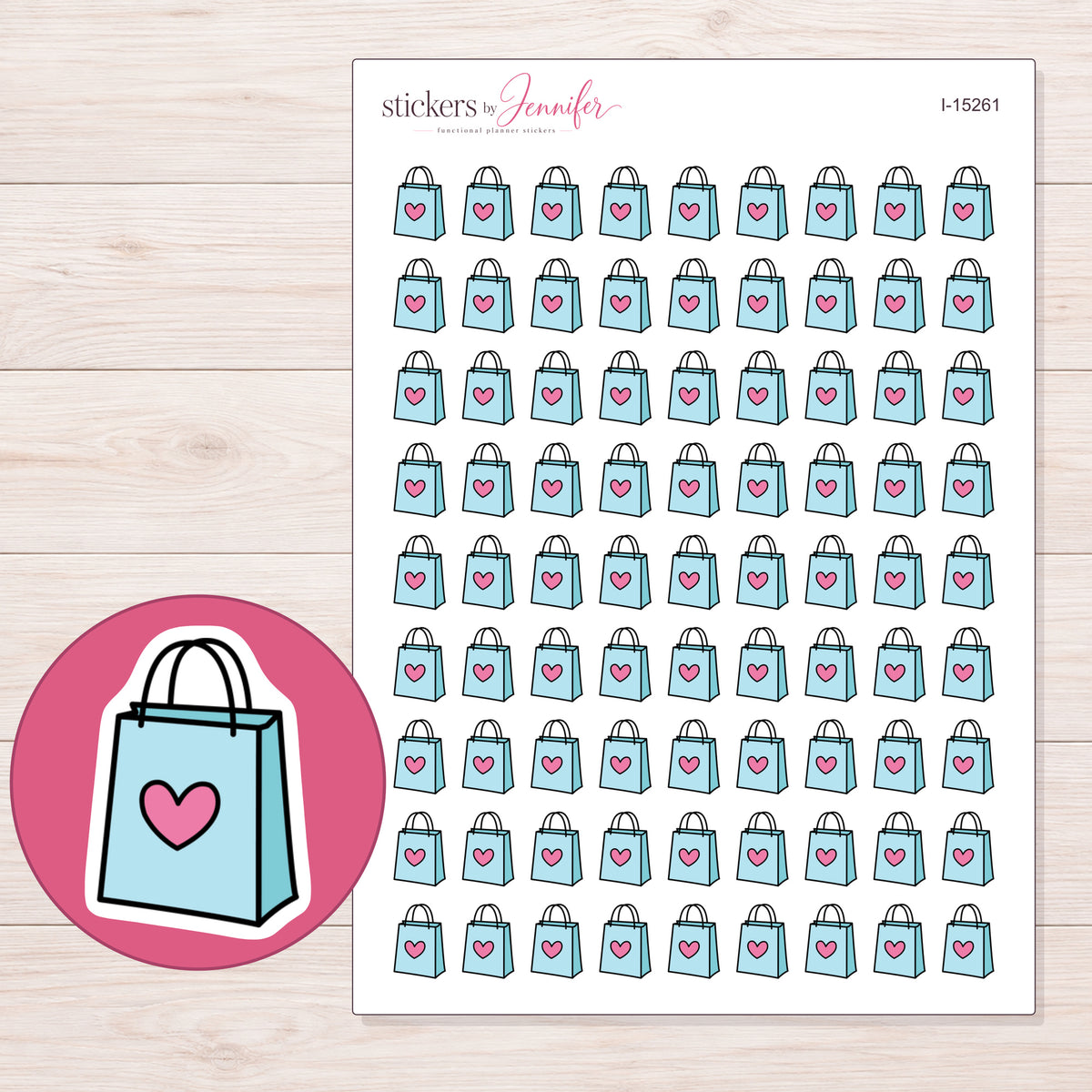 I-15261 planner sticker sheet with enlarged sticker detail