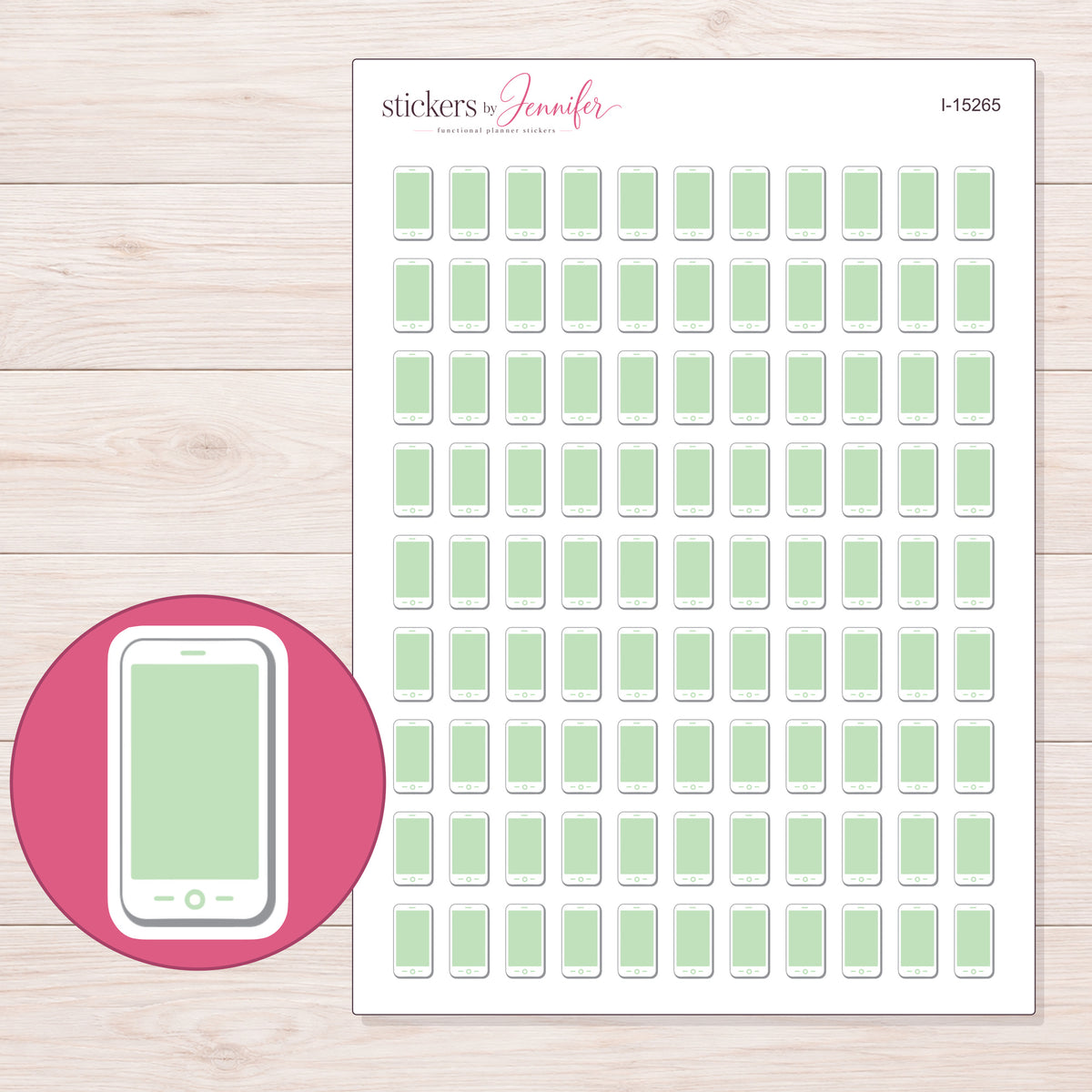 I-15265 planner sticker sheet with enlarged sticker detail
