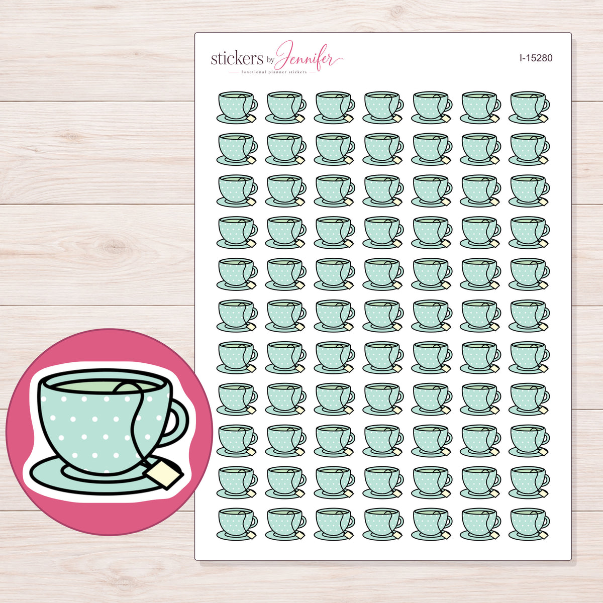 I-15280 planner sticker sheet with enlarged sticker detail