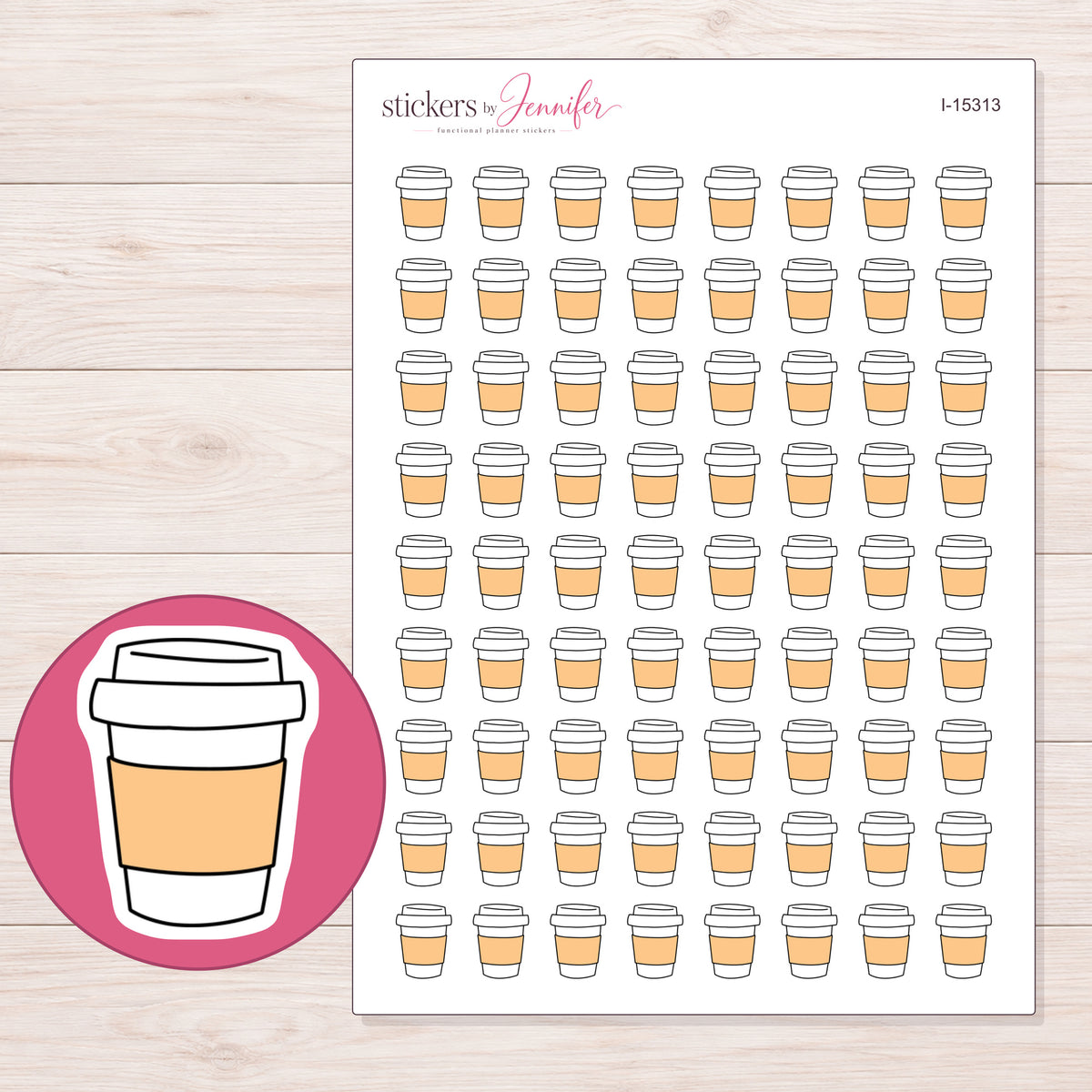 I-15313 planner sticker sheet with enlarged sticker detail
