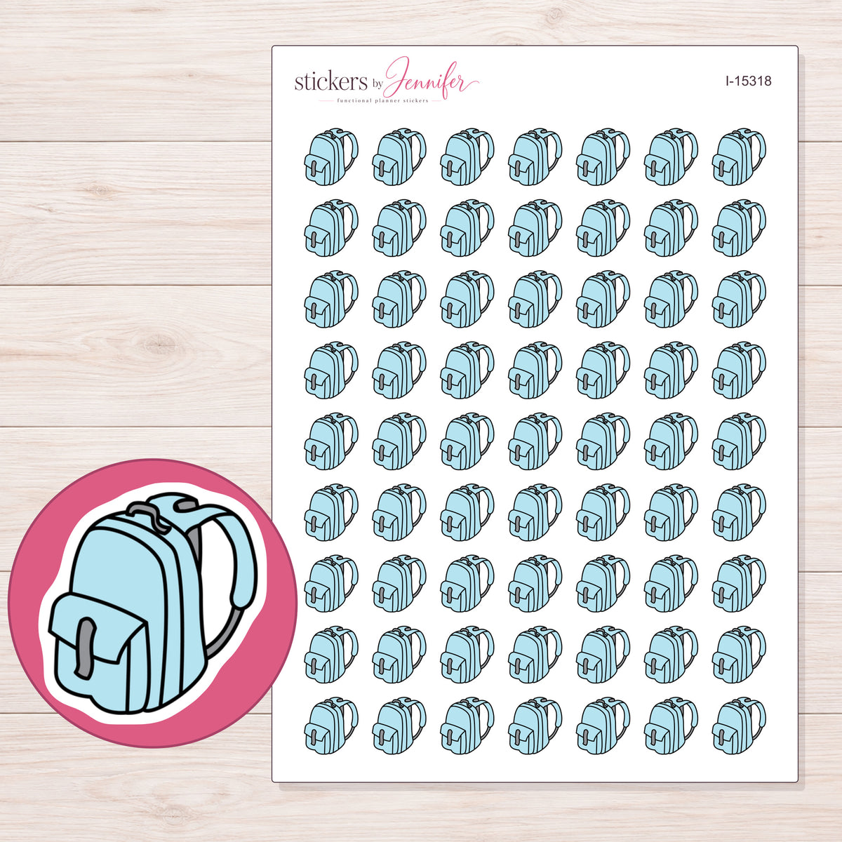 I-15318 planner sticker sheet with enlarged sticker detail