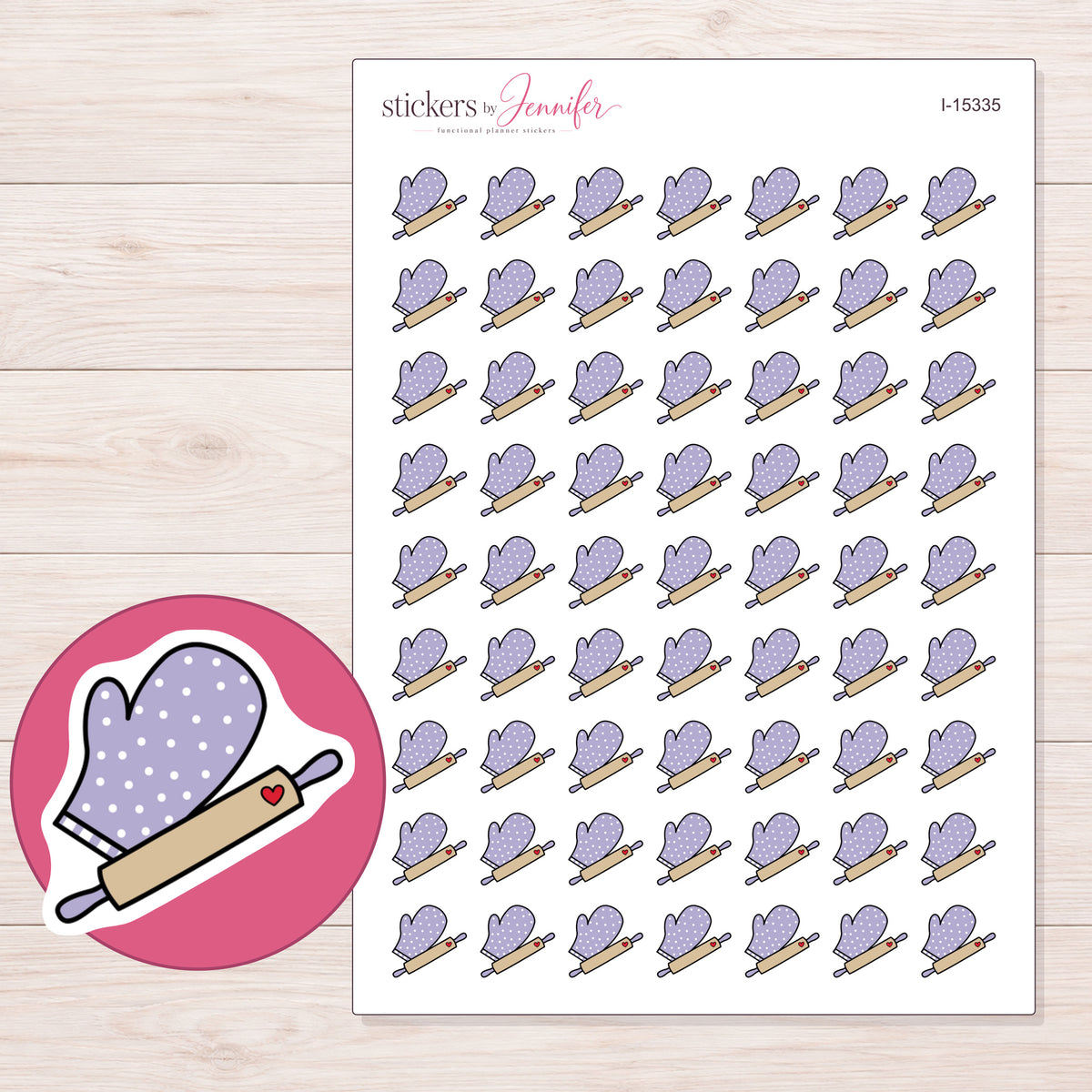 I-15335 planner sticker sheet with enlarged sticker detail