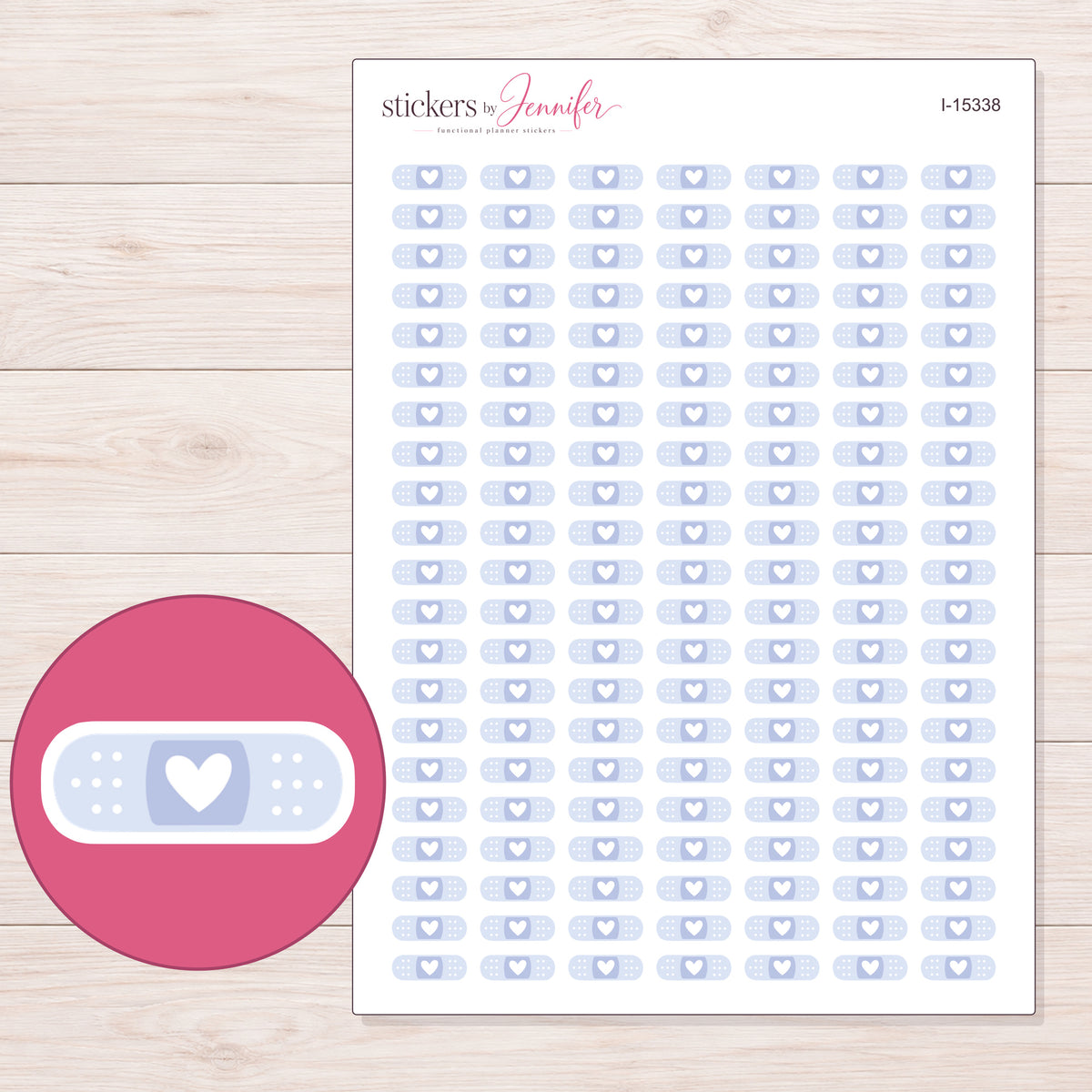 I-15338 planner sticker sheet with enlarged sticker detail