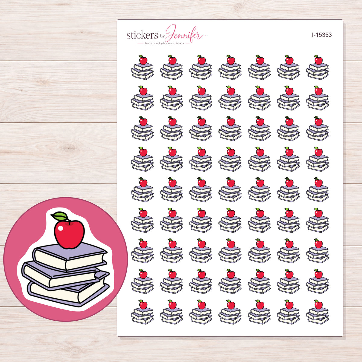 I-15353 planner sticker sheet with enlarged sticker detail