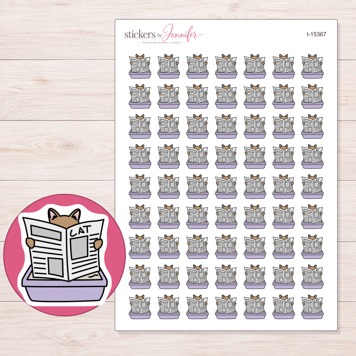 I-15367 planner sticker sheet with enlarged sticker detail