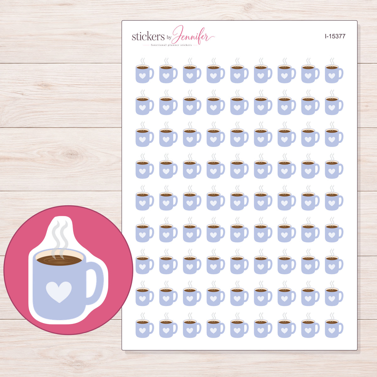 I-15377 planner sticker sheet with enlarged sticker detail