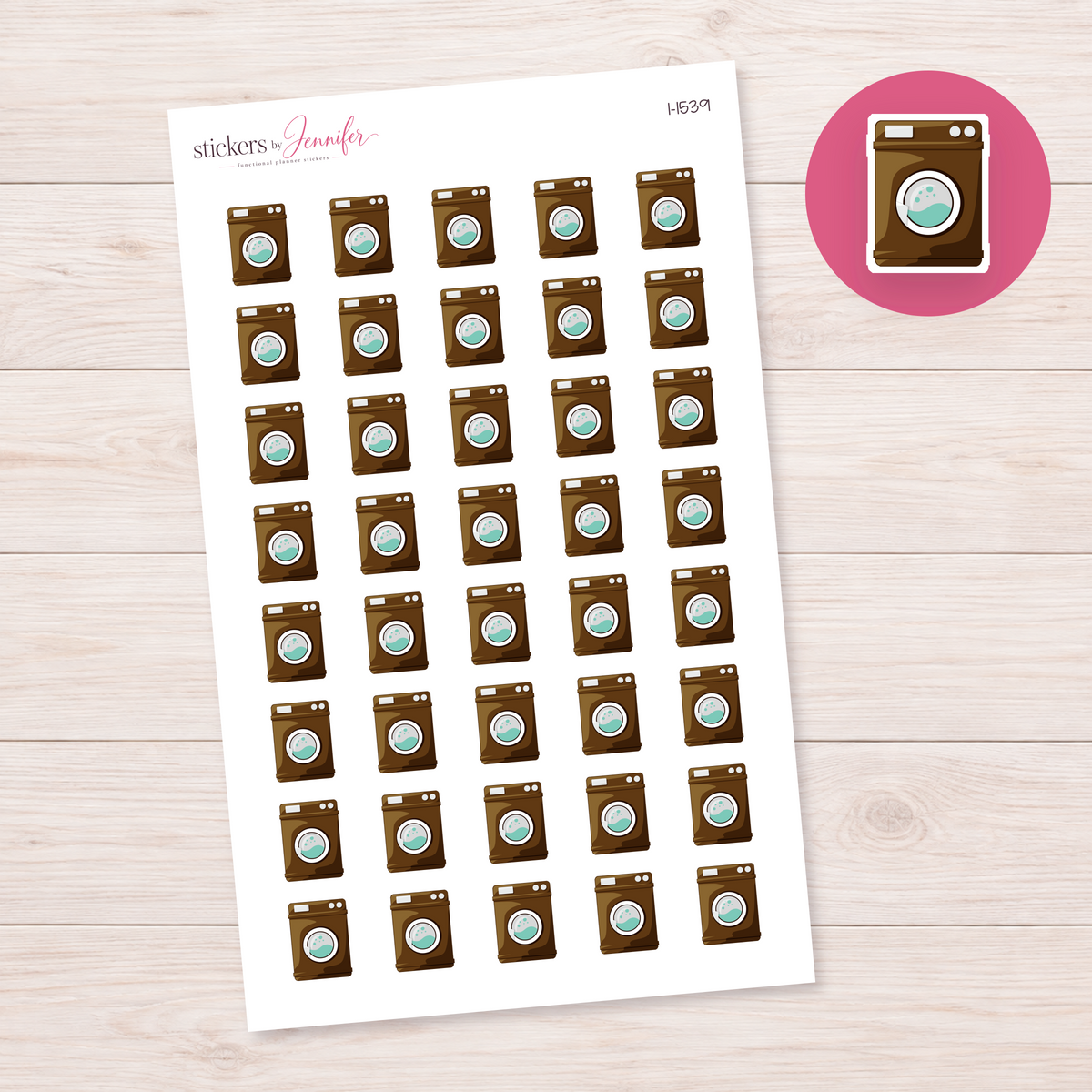 Brown Washing Machine Planner Stickers | I-1539