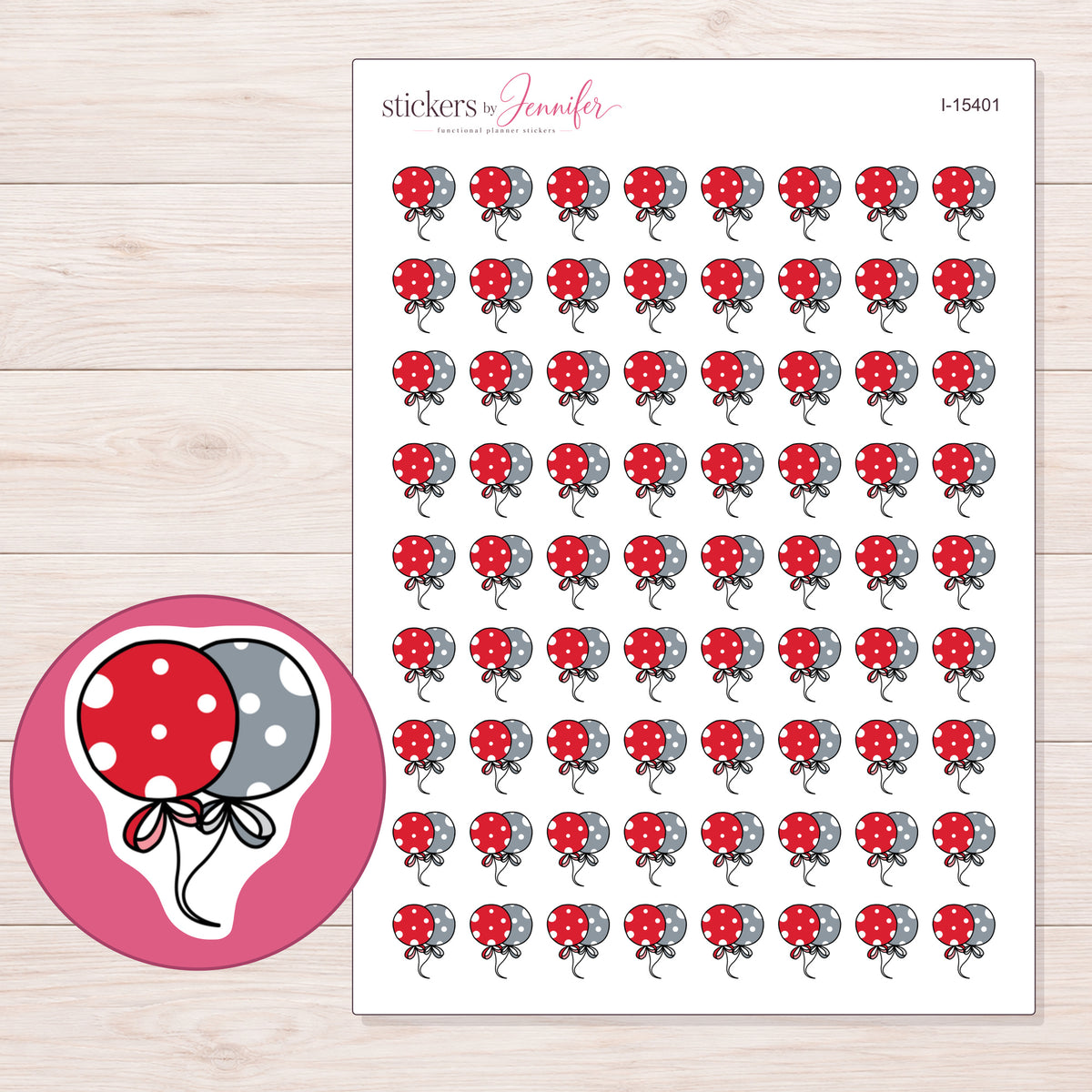 I-15401 planner sticker sheet with enlarged sticker detail