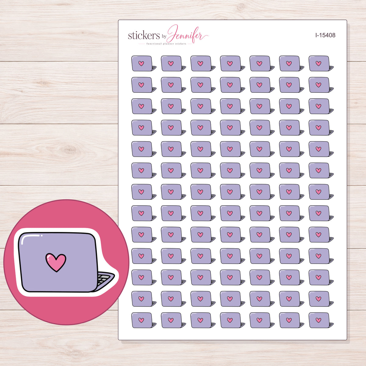 I-15408 planner sticker sheet with enlarged sticker detail