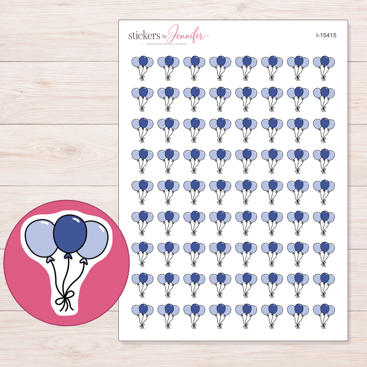I-15415 planner sticker sheet with enlarged sticker detail