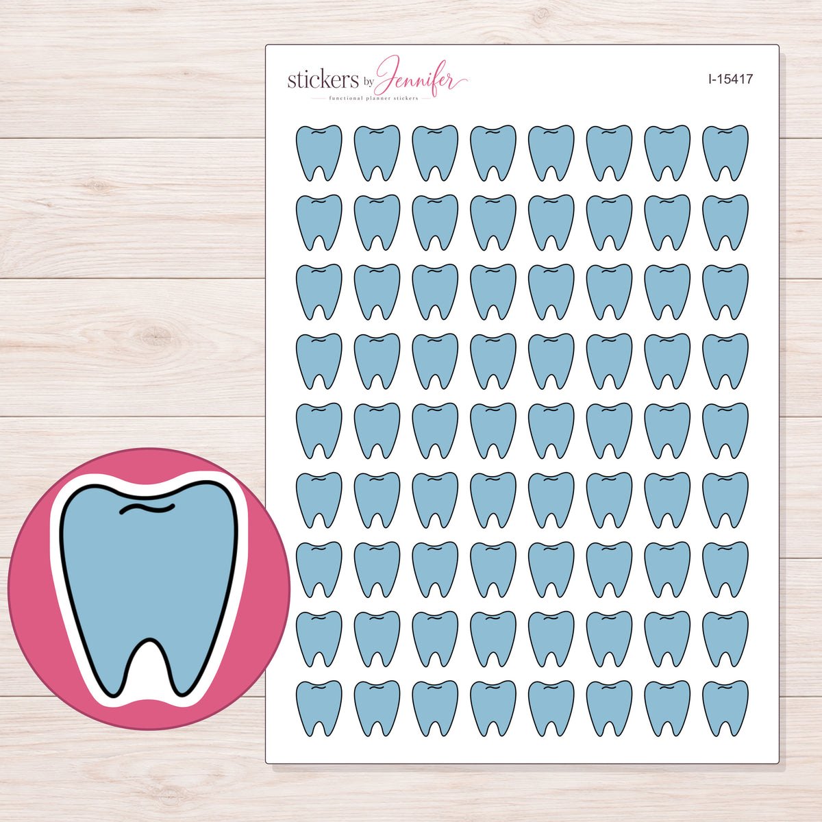 I-15417 planner sticker sheet with enlarged sticker detail