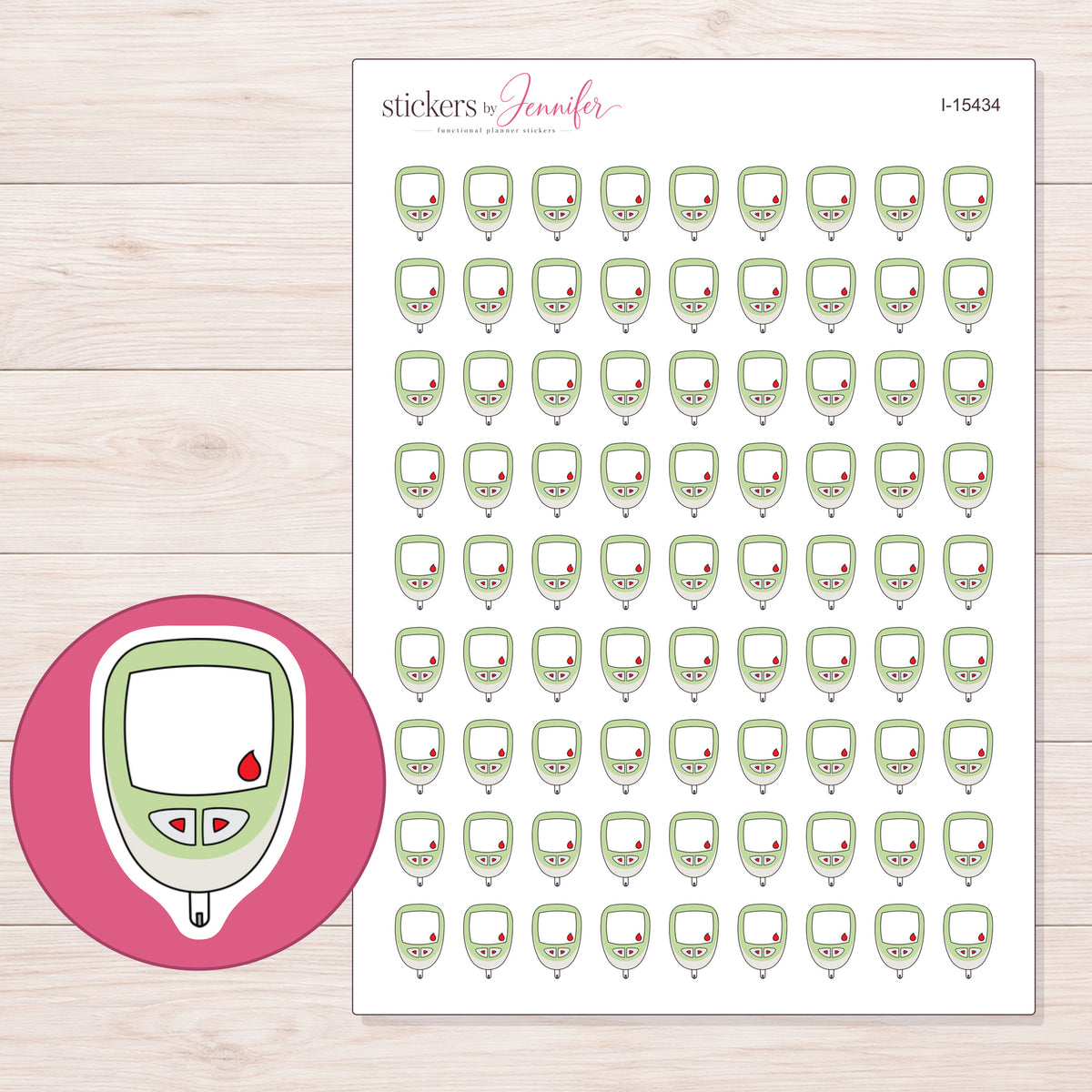 I-15434 planner sticker sheet with enlarged sticker detail