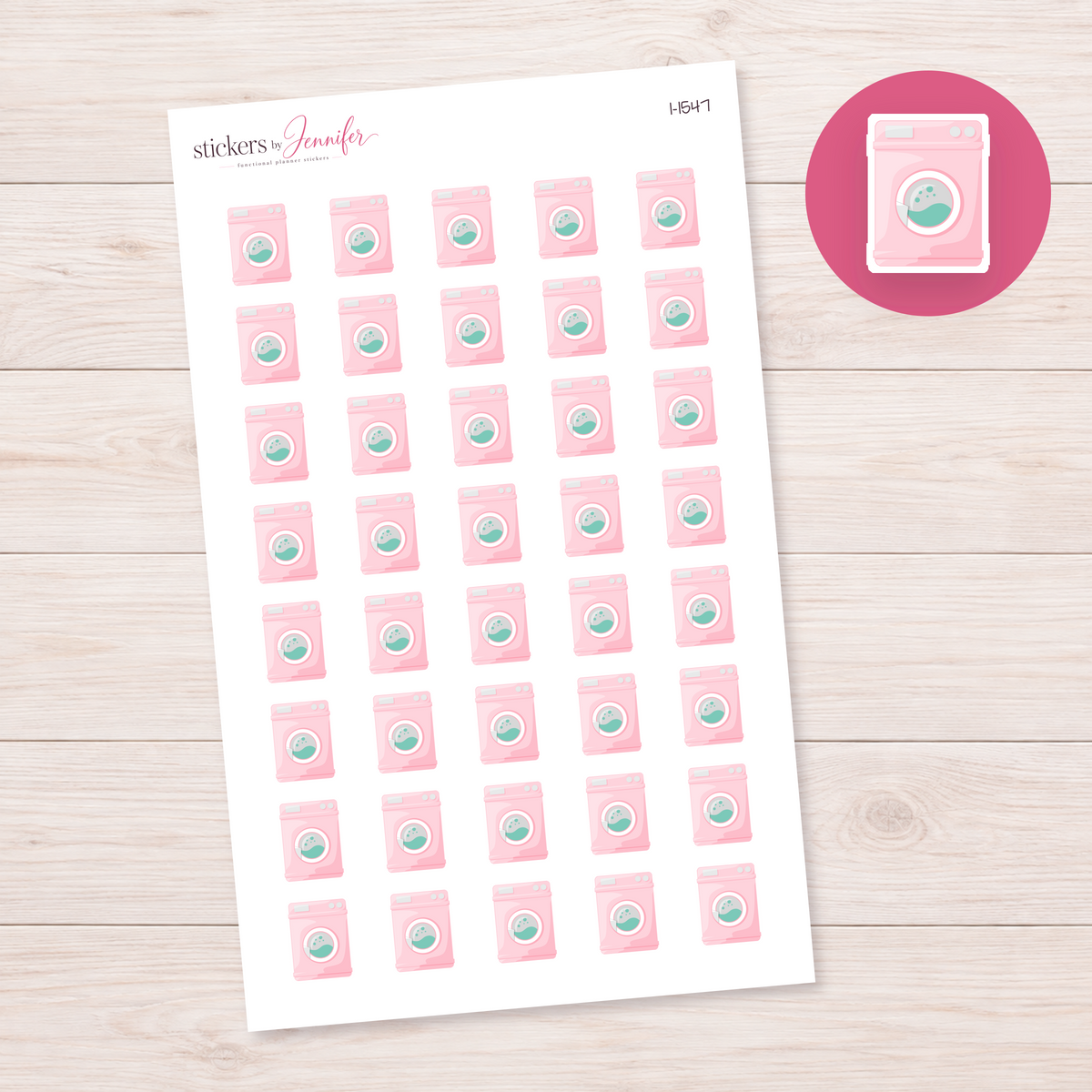 Pale Pink Front-Load Washing Machine Planner Stickers | I-1547