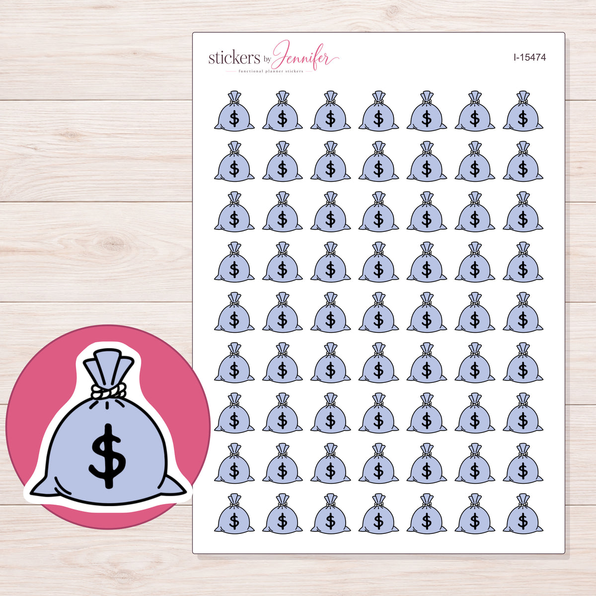 I-15474 planner sticker sheet with enlarged sticker detail