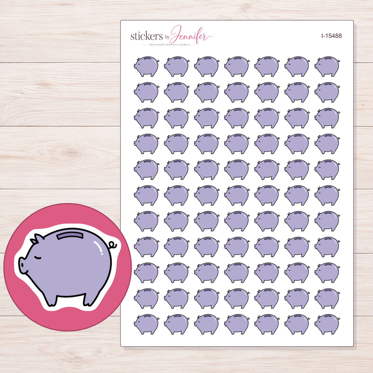 I-15488 planner sticker sheet with enlarged sticker detail
