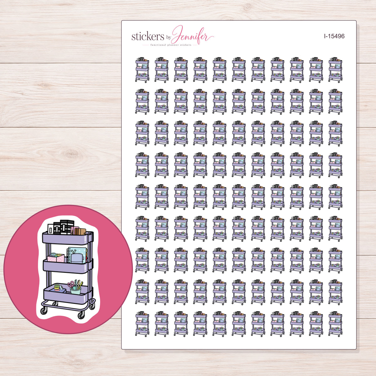 I-15496 planner sticker sheet with enlarged sticker detail