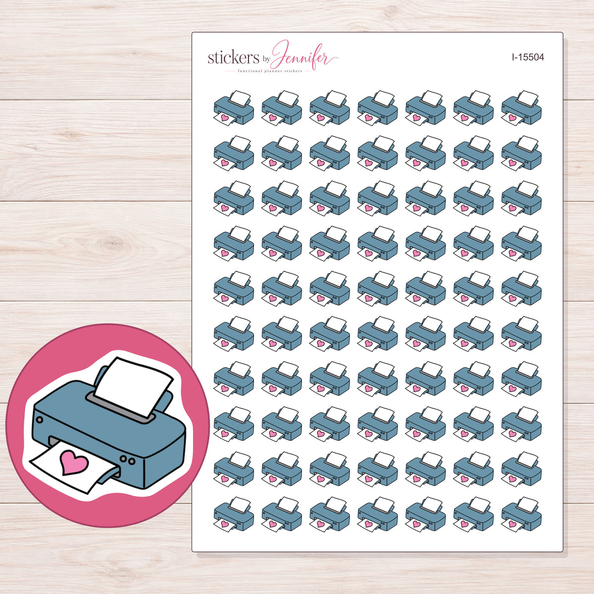 I-15504 planner sticker sheet with enlarged sticker detail