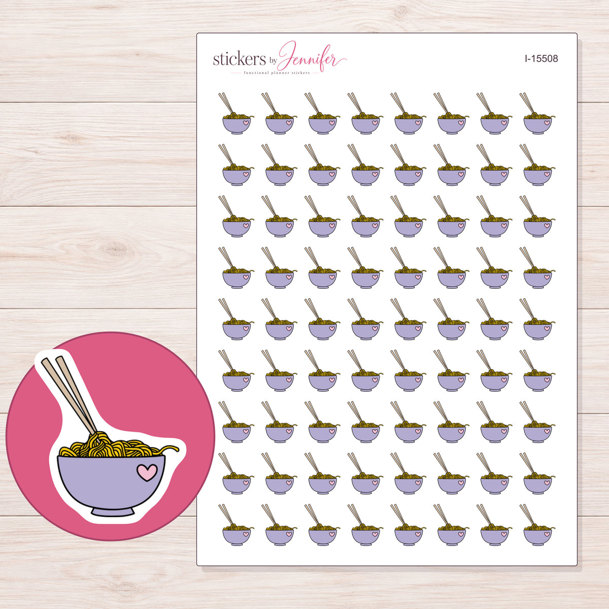 I-15508 planner sticker sheet with enlarged sticker detail