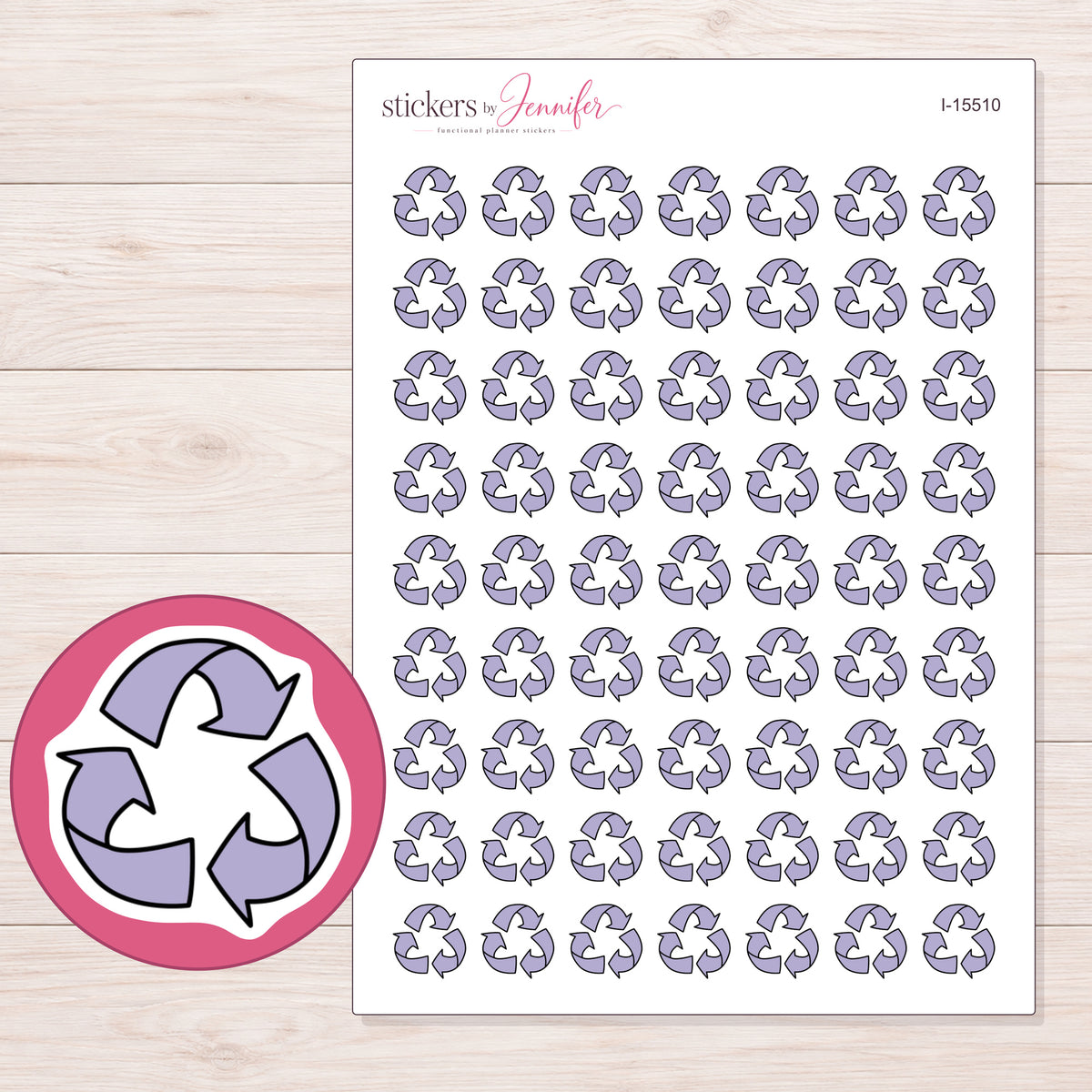 I-15510 planner sticker sheet with enlarged sticker detail
