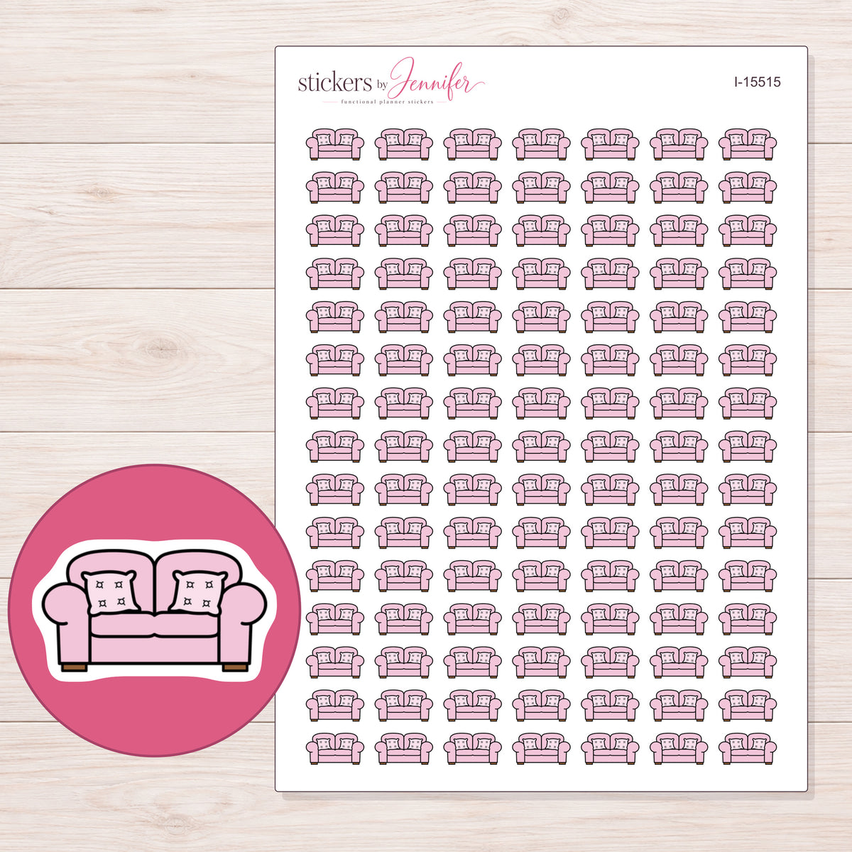 I-15515 planner sticker sheet with enlarged sticker detail