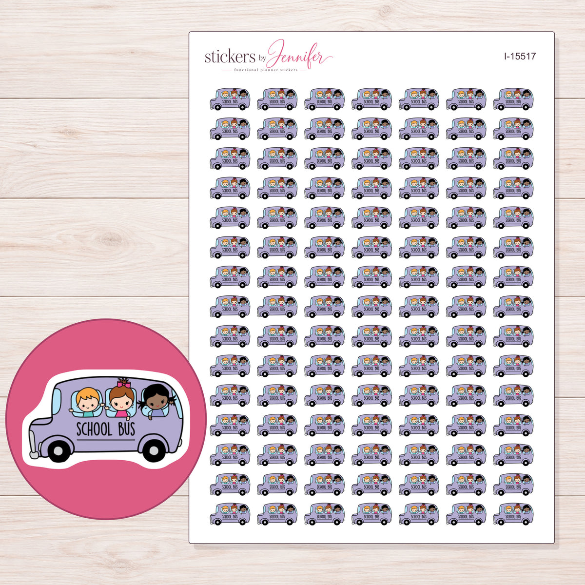 I-15517 planner sticker sheet with enlarged sticker detail