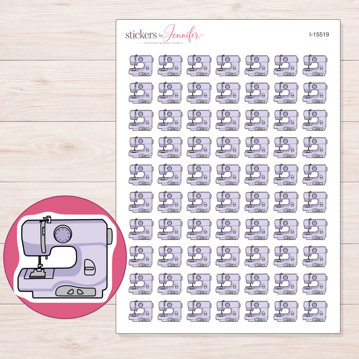 I-15519 planner sticker sheet with enlarged sticker detail