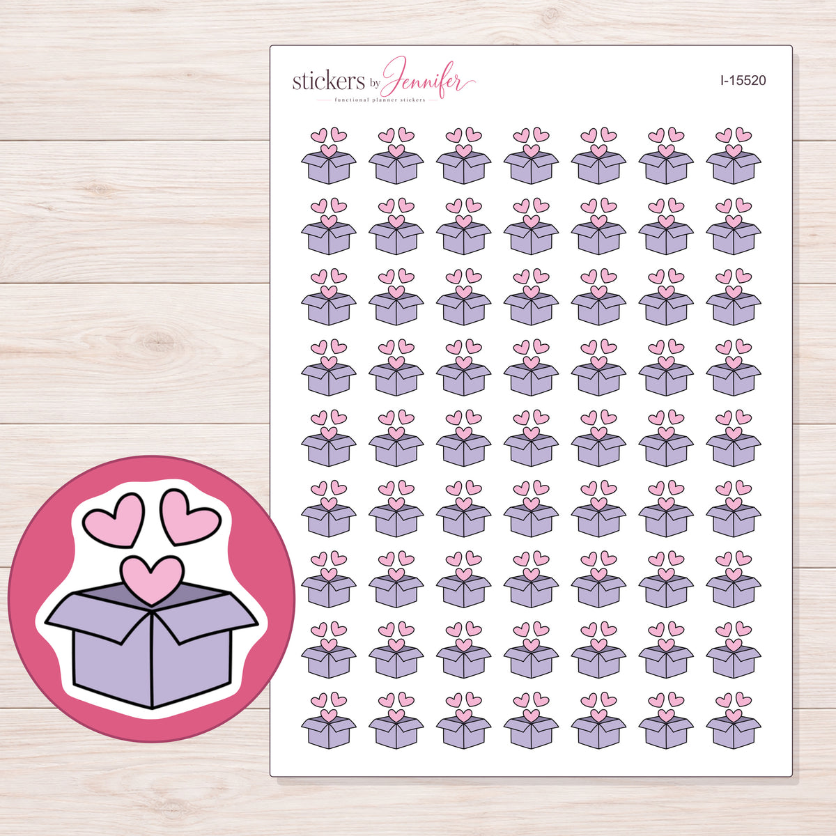 I-15520 planner sticker sheet with enlarged sticker detail