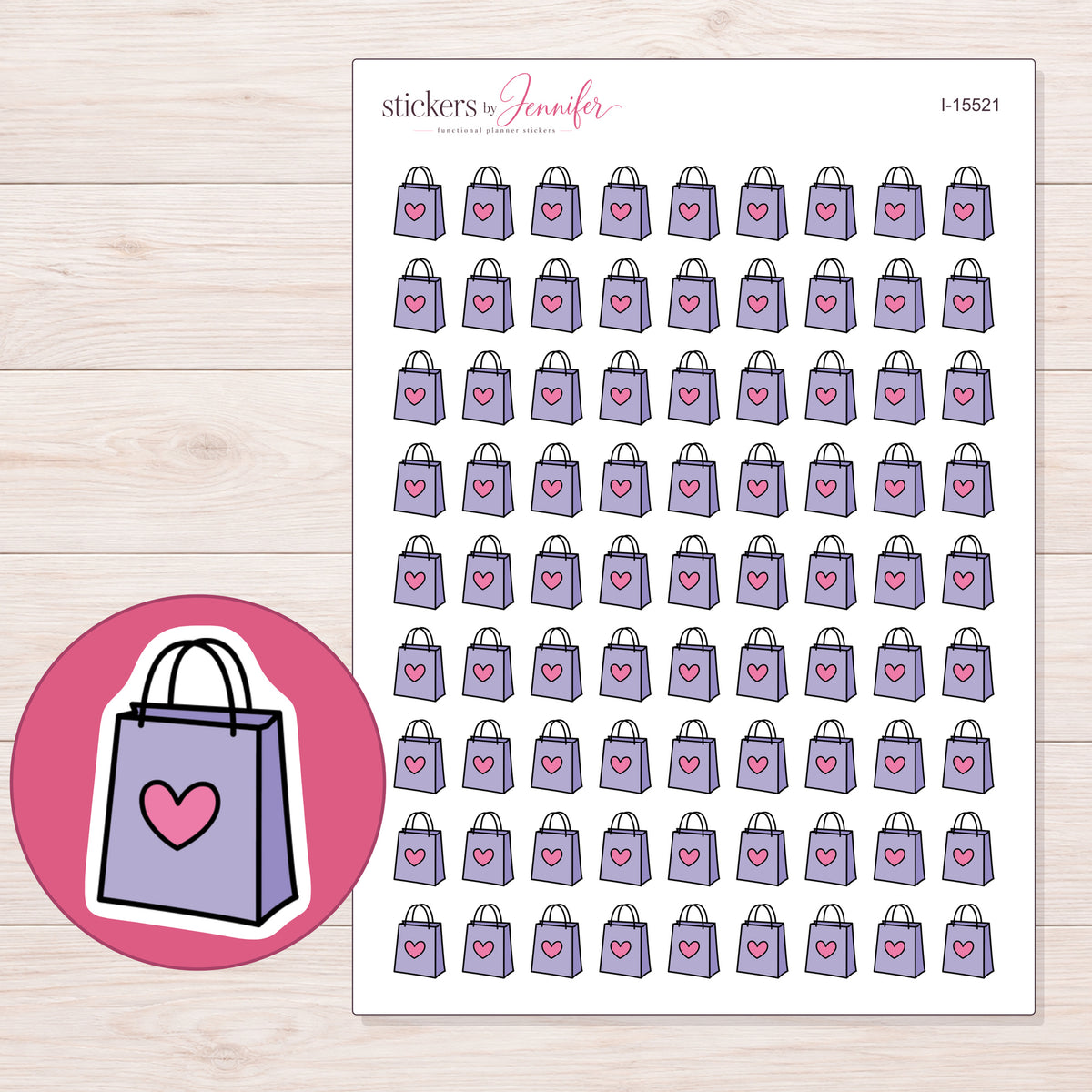 I-15521 planner sticker sheet with enlarged sticker detail