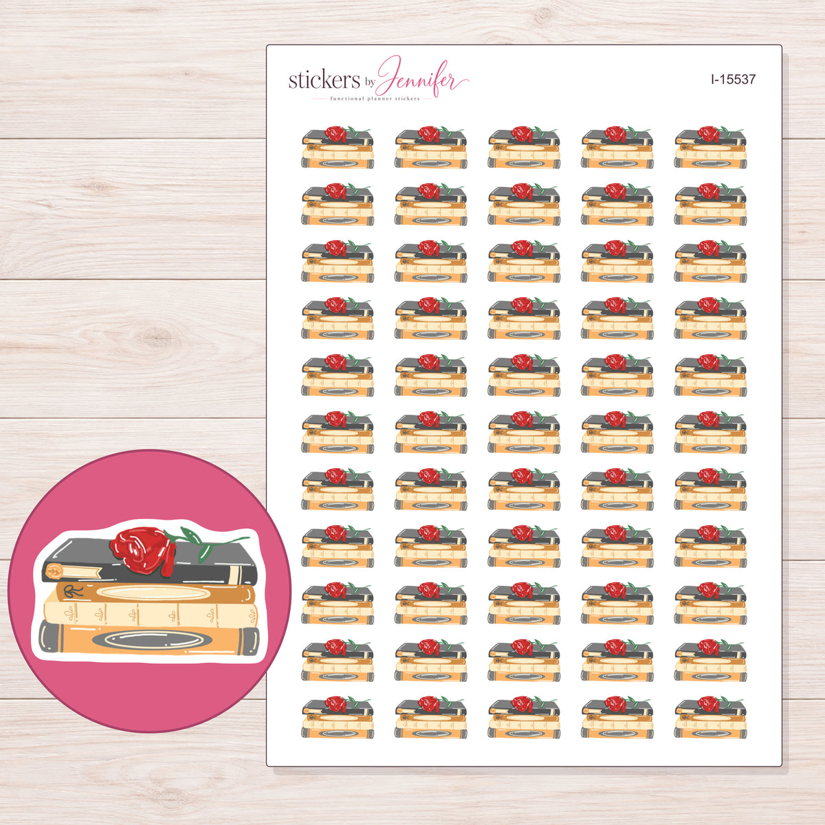 I-15537 planner sticker sheet with enlarged sticker detail