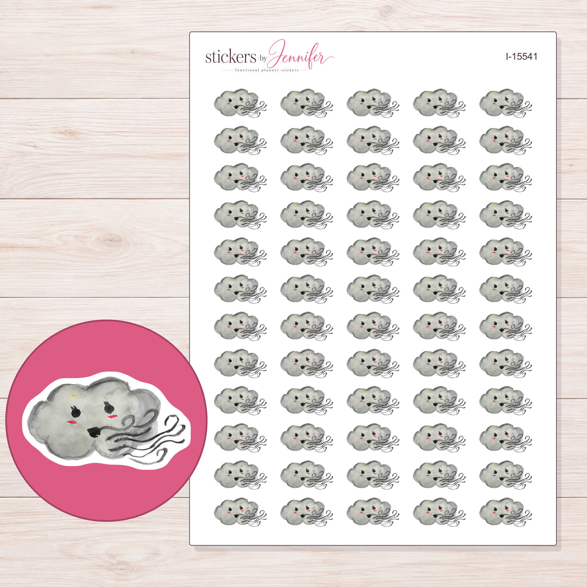 I-15541 planner sticker sheet with enlarged sticker detail