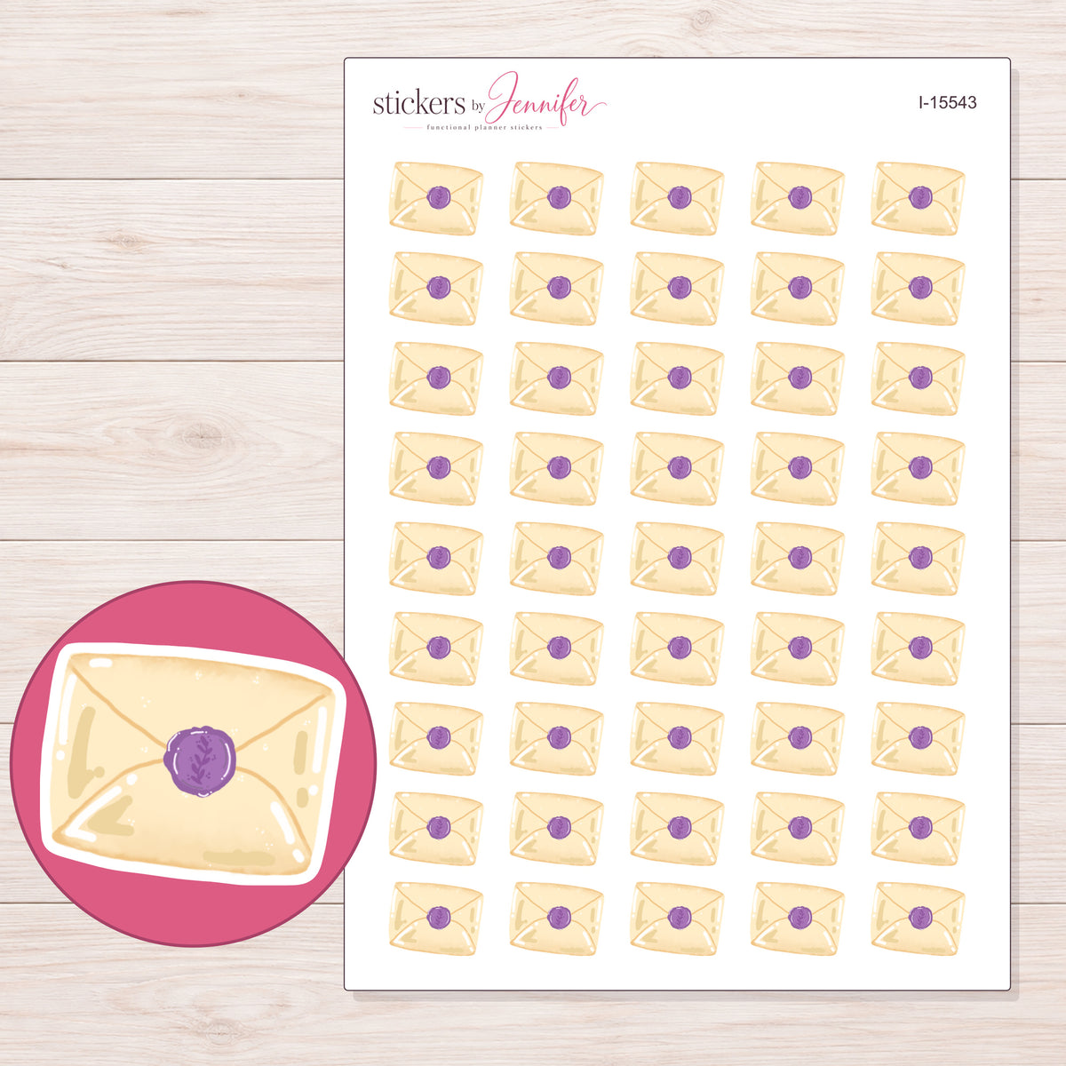 I-15543 planner sticker sheet with enlarged sticker detail