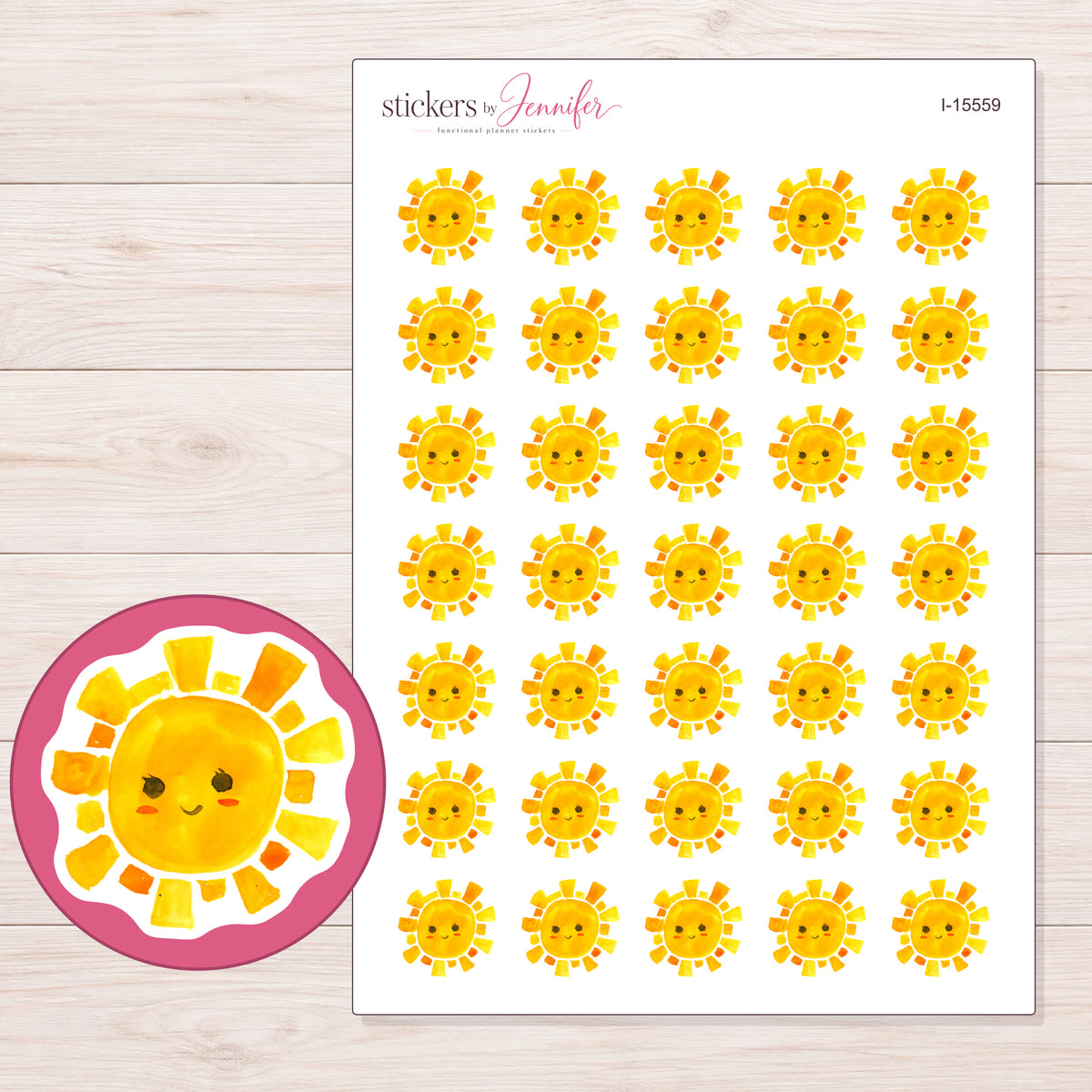 I-15559 planner sticker sheet with enlarged sticker detail