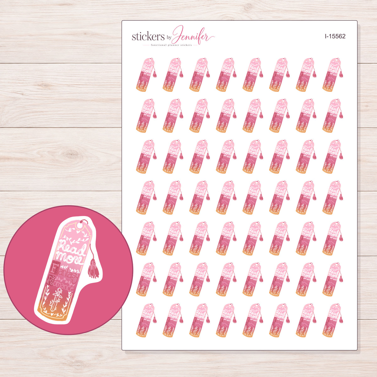 I-15562 planner sticker sheet with enlarged sticker detail