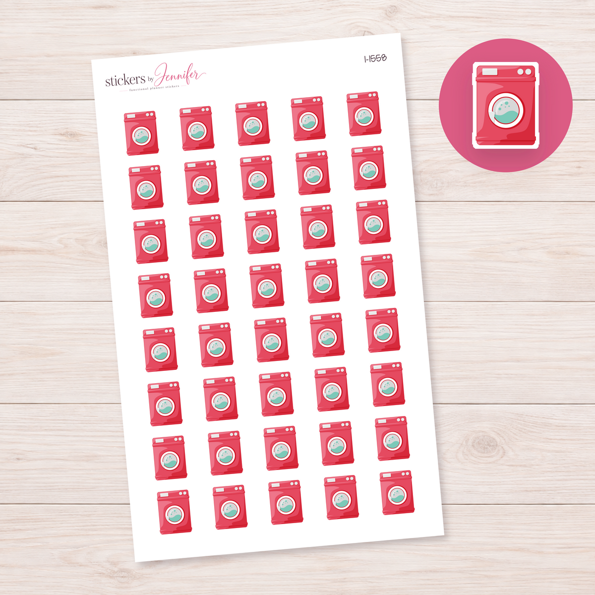 Rose Front-Load Washing Machine Planner Stickers | I-1558