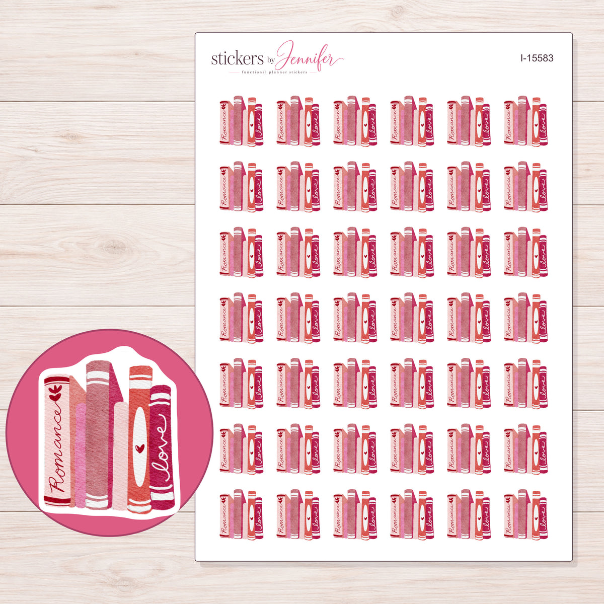 I-15583 planner sticker sheet with enlarged sticker detail