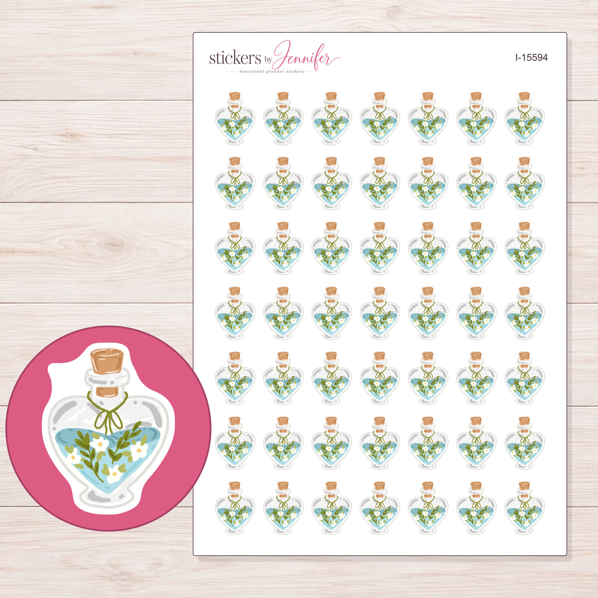 I-15594 planner sticker sheet with enlarged sticker detail